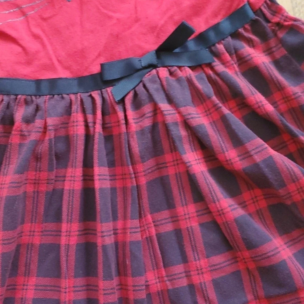 Epic Threads Girls Red‎ Plaid Short Sleeve Cat Dress Size 5